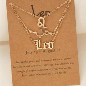 New Gold Leo Zodiac Constellation Necklace Set of 3